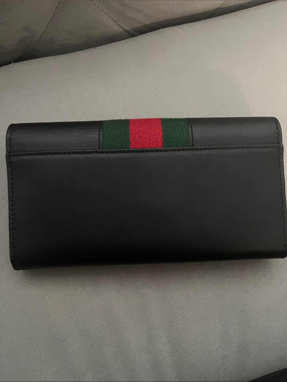 Gucci Black Leather Wallet with Green and Red Web Stripe and Gold Hardware - Picture 4 of 12